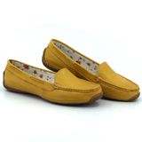 Mocassim Feminino Couro Casual Liso Conforto Dia A Dia Leve Amarelo 39