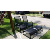 Kit 2 Espreguiçadeiras Mini Chaise Lótus Com Pufe P/ Piscina