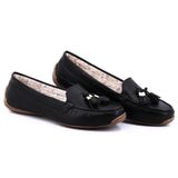 Mocassim Feminino Couro Casual Liso Conforto Dia A Dia Leve Preto 39