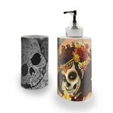 Kit Banh. Saboneteira + P.Escovas Porce.Caveira 400ml (02)