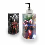 Kit Banh. Saboneteira + P.Escovas Porce.Iron Man 400ml (01)