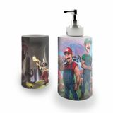 Kit Banh. Saboneteira + P.Escovas Porce.Mario 400ml (01)