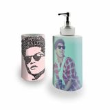Kit Banh. Saboneteira + P.Escovas Porce.Bruno Mars 400ml(01)