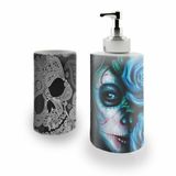 Kit Banh. Saboneteira + P.Escovas Porce.Caveira 400ml (01)
