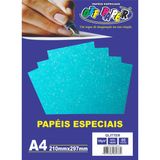 Papel A4 Glitter AZUL Neon 180G.