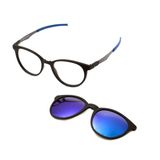 Óculos de Grau HB Duotech 0253 Clip On Matte Black D. Blue Polarized Blue