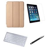 Kit Capa Smart Case iPad 7a Geração 10.2 /Can/Pel e Teclado Branco - Dourado