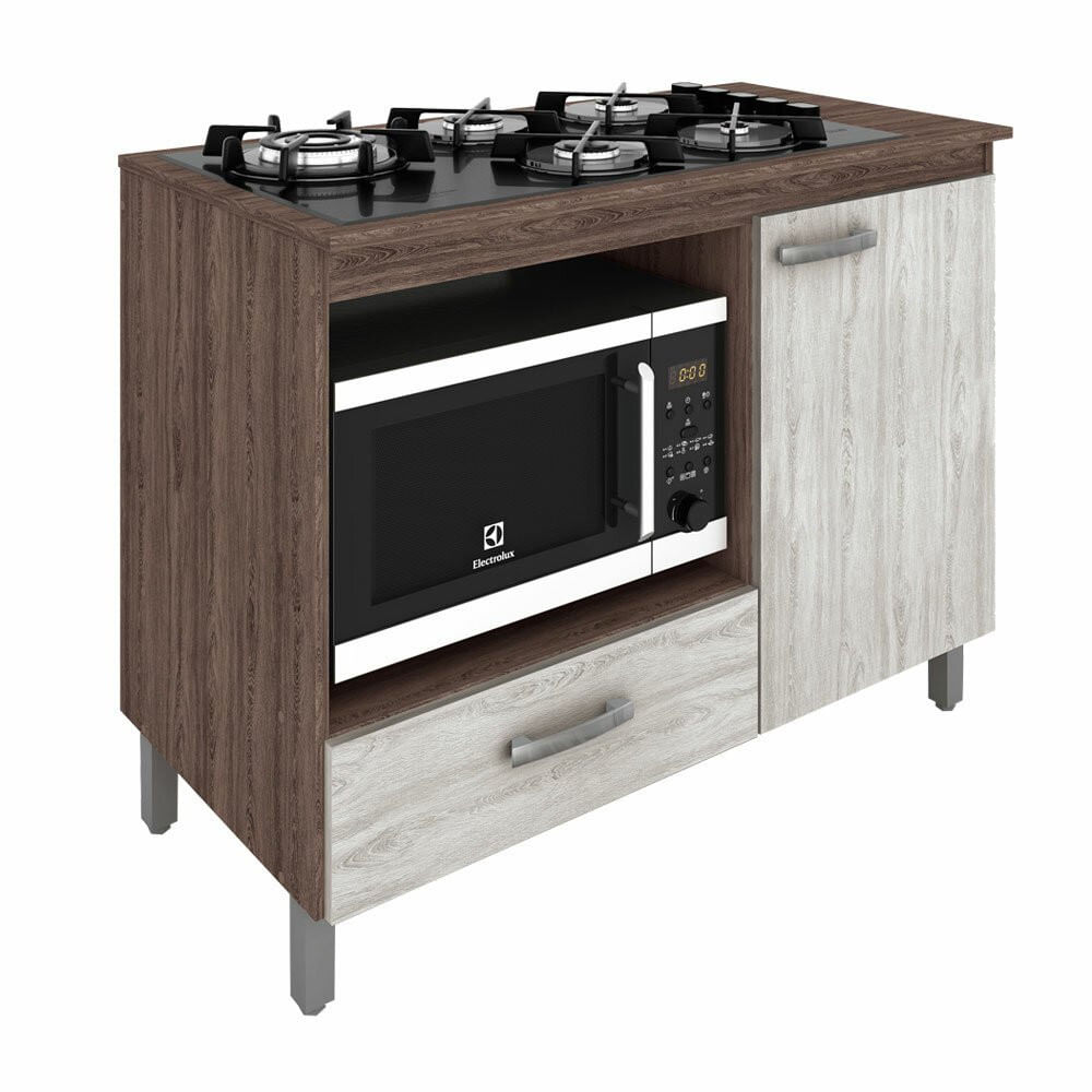 Balcão Para Cooktop E Nicho Para Forno Roma 1 Porta 1 Gaveta Móveis Sul