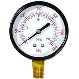 Manômetro 50Mm 250 300 Psi 24.61Bar 1/4 Metal