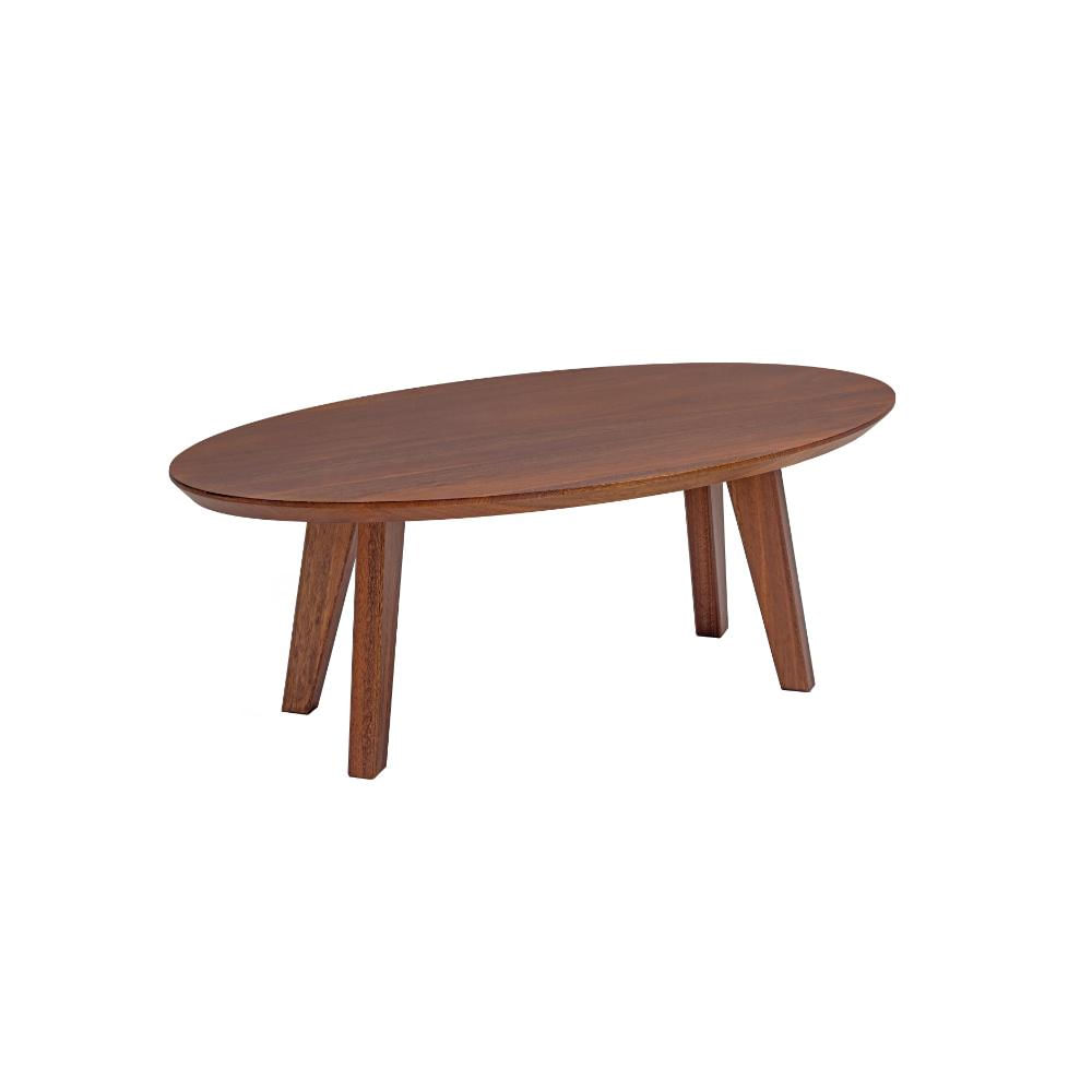 Mesa De Centro Oval Vértice 90cm Em Madeira Maciça - Nozes - Carrefour