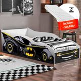 Cama Carro Batman Infantil Preto Com Colchão Infantil Gabrielli Móveis