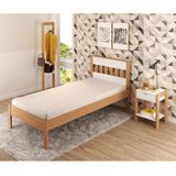 Cama De Solteiro 196 Cm Com Cabeceira Vazada Quarto Adulto Amêndoa Marrom Madeira Branco