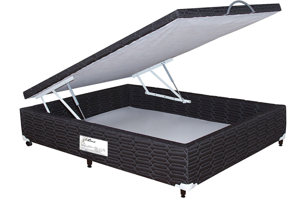 Cama Box Baú Paropas Tecido Black Casal - 1,38x1,88x0,36