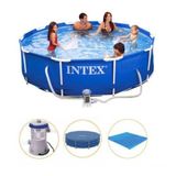 Piscina Intex 4.485 Litros Estrutural Azul Capa Bomba Filtrante Forro