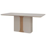 Mesa Retangular Para Sala De Jantar 180x90 Tampo De Vidro/mdf Charlote Cimol Off White/nature