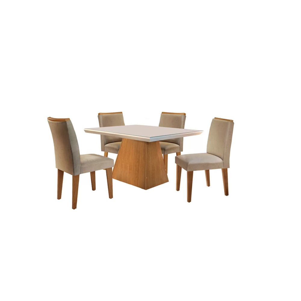 Conjunto Mesa Quadrada Luna 4 Cadeiras Lunara Rufato Móveis