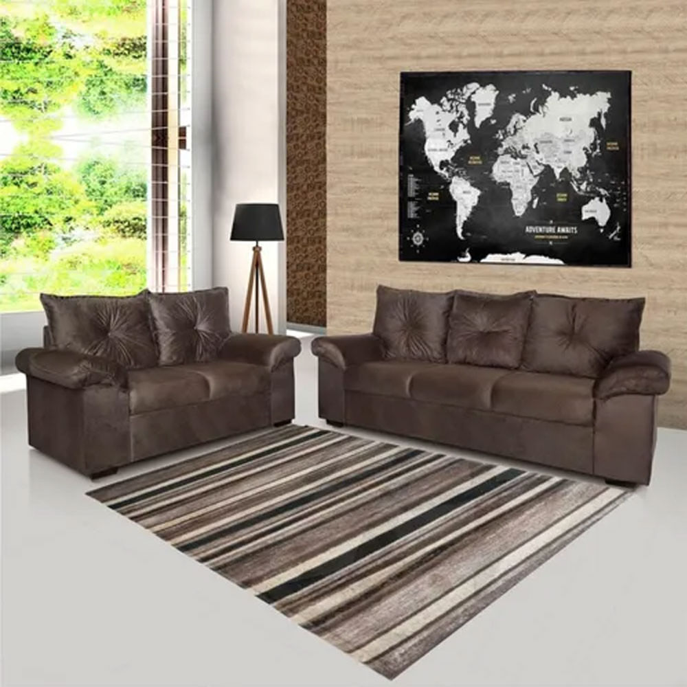 Conjunto Sofá 2 E 3 Lugares 1015 Tecido Veludo Mamflex