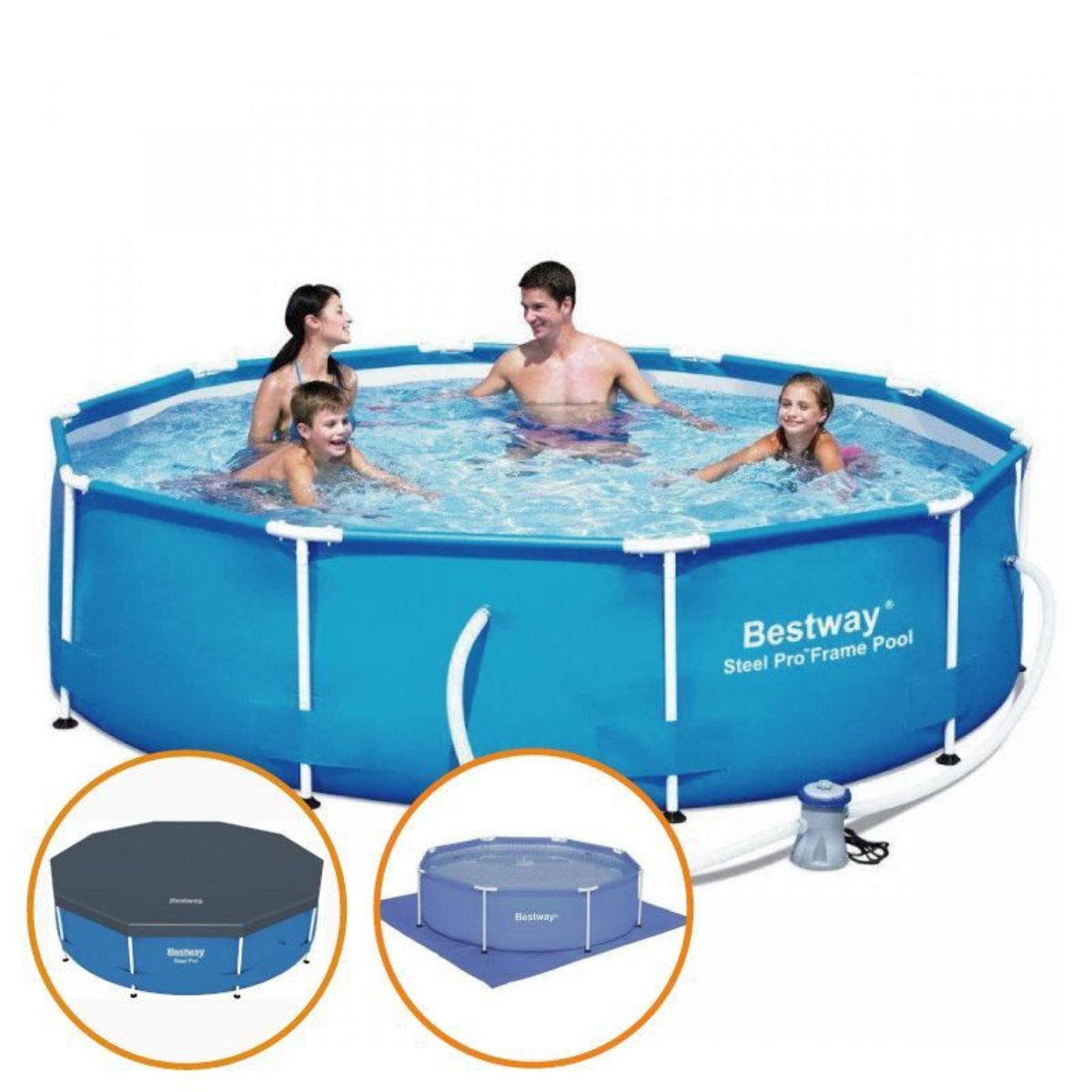 Piscina Estrutural Armação 4.678 Litros Com Bomba Filtrante + Capa + Forro Bestway