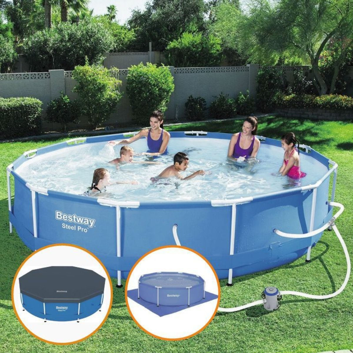 Piscina Estrutural 6.473 Litros + Filtro + Capa + Forro Bestway