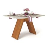 Mesa de Jantar DJ Móveis Fit c/Vidro 160cm Terra/White