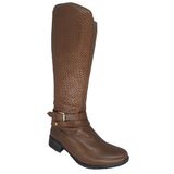 Bota Feminina Salto Montaria Couro Legítimo Cor Marrom Scarpatti Ref. 1312