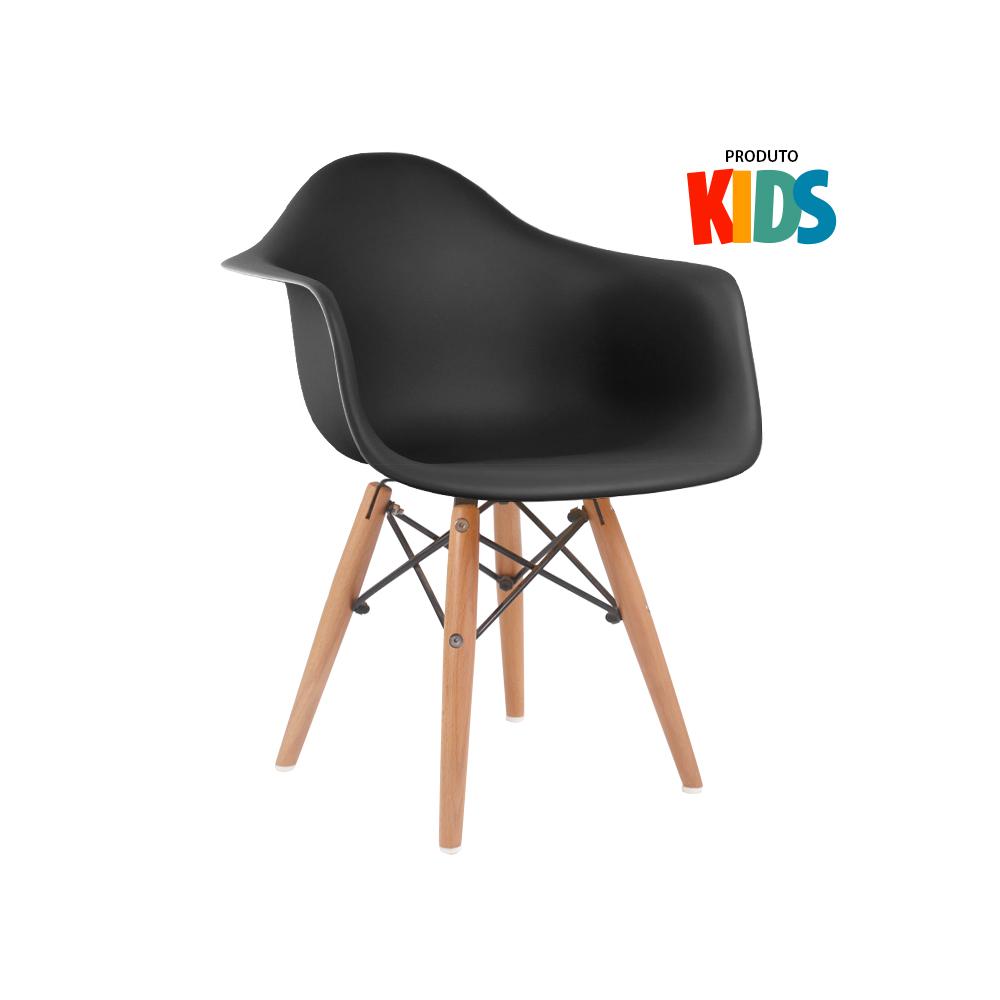 Cadeira Infantil Eames Junior Com Apoio De Braços - Kids - Preto