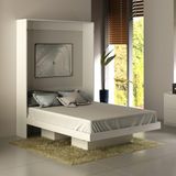 Cama Articulada De Casal Vertical Parede Compacta Quarto 2 Nichos Prateleiras Multiuso Branco