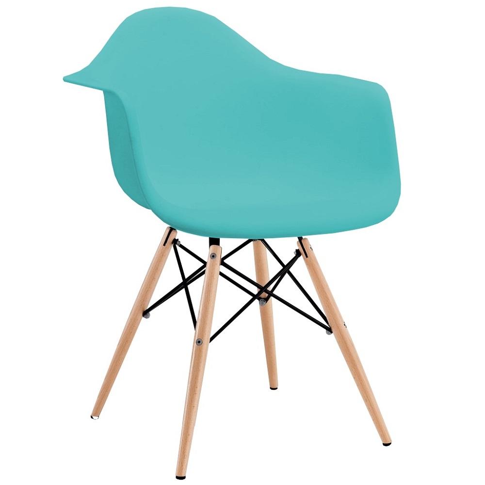 Cadeira De Jantar Charles Eames Com Braço - Verde Tiffany