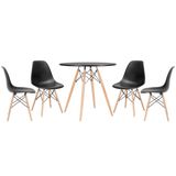 Conjunto - Mesa Eames 80 cm preto + 4 cadeiras Eames Eiffel DSW preto