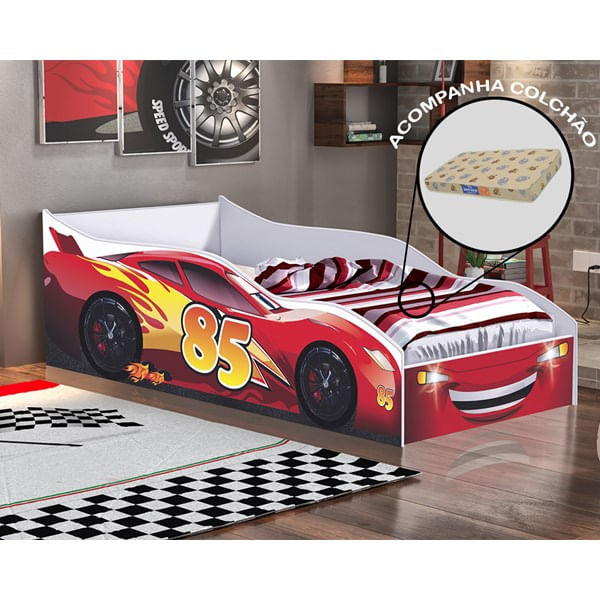 Cama Quarto Infantil Carro Com Colchão