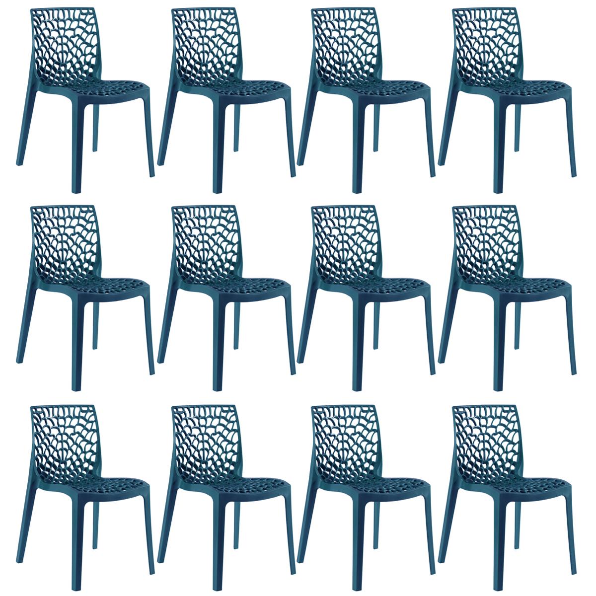 Kit - 12 X Cadeiras Gruvyer - Azul Petróleo