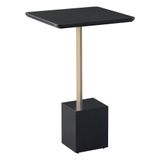 Mesa Lateral Decorativa Para Sala De Estar Goagil 35x35 Tampo E Base Preto Metal Dourado - Gran Belo