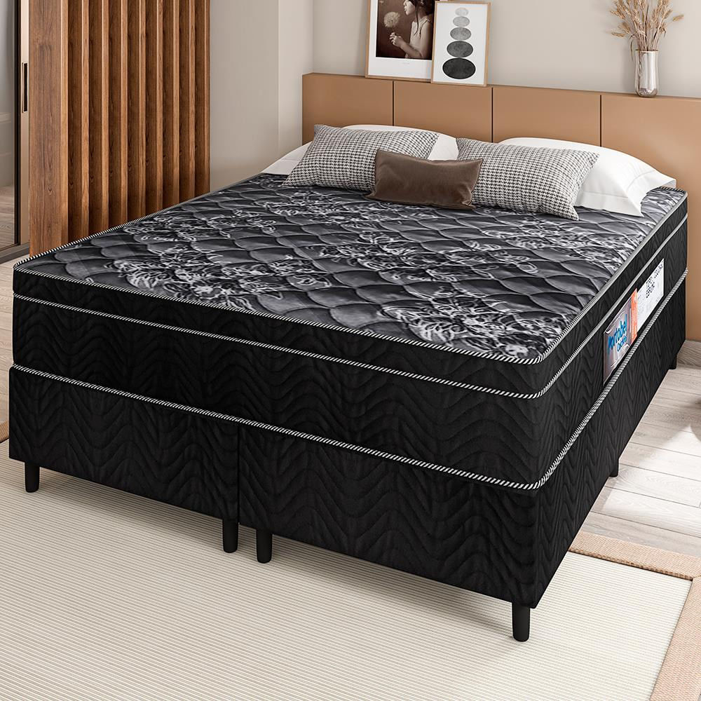 Cama Box Queen Portobel + Colchão Queen Portobel Diplomata Orthopedic Com Espuma D-45 65x158x198 Cm