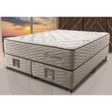 Cama Box Queen Colchão Euro + Box 158x198x71 Molas Ensacadas Cama Inbox Ocean Bege
