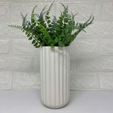 Vaso alto design moderno branco com planta