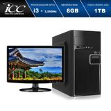 Computador ICC IV2382SM15 Intel Core I3 3.20Ghz 8GB HD 1TB HDMI FULL HD Monitor LED