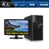 Computador ICC IV2381SM15 Intel Core I3 3.20 ghz 8gb HD 500GB HDMI FULL HD Monitor LED 154