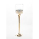 Castiçal De Vidro Dourado 50Cm