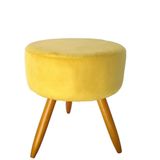 Puff Magnus Redondo Decorativo Pé Palito Amarelo Top