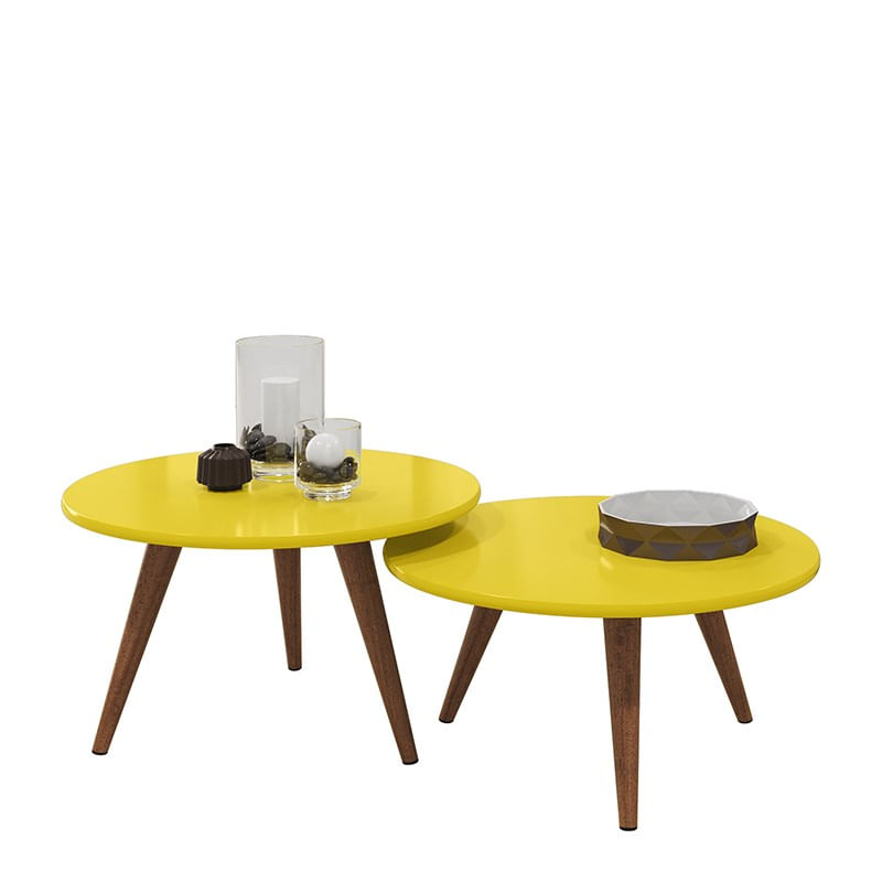 Mesas De Centro Sara Amarelo - Pr Móveis