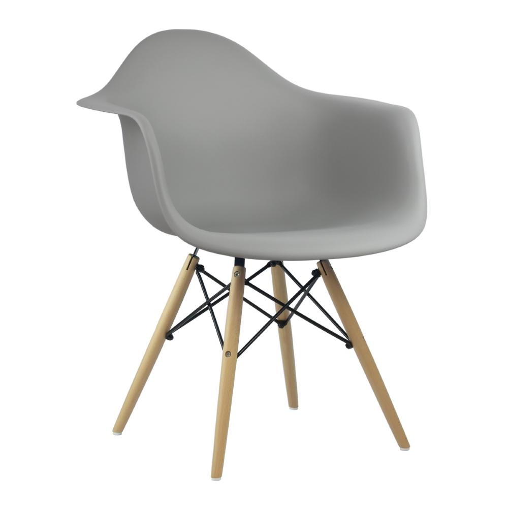 Cadeira De Jantar Charles Eames Com Braço - Cinza