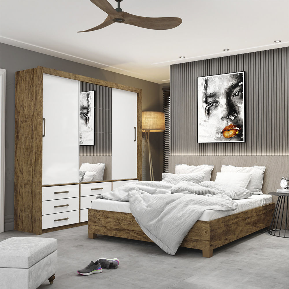 Quarto Completo Com Cama De Casal Anjos Plus Carioca Móveis