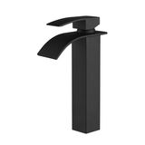 Torneira Banheiro Lavatório Monocomando Longa Cascata Preta