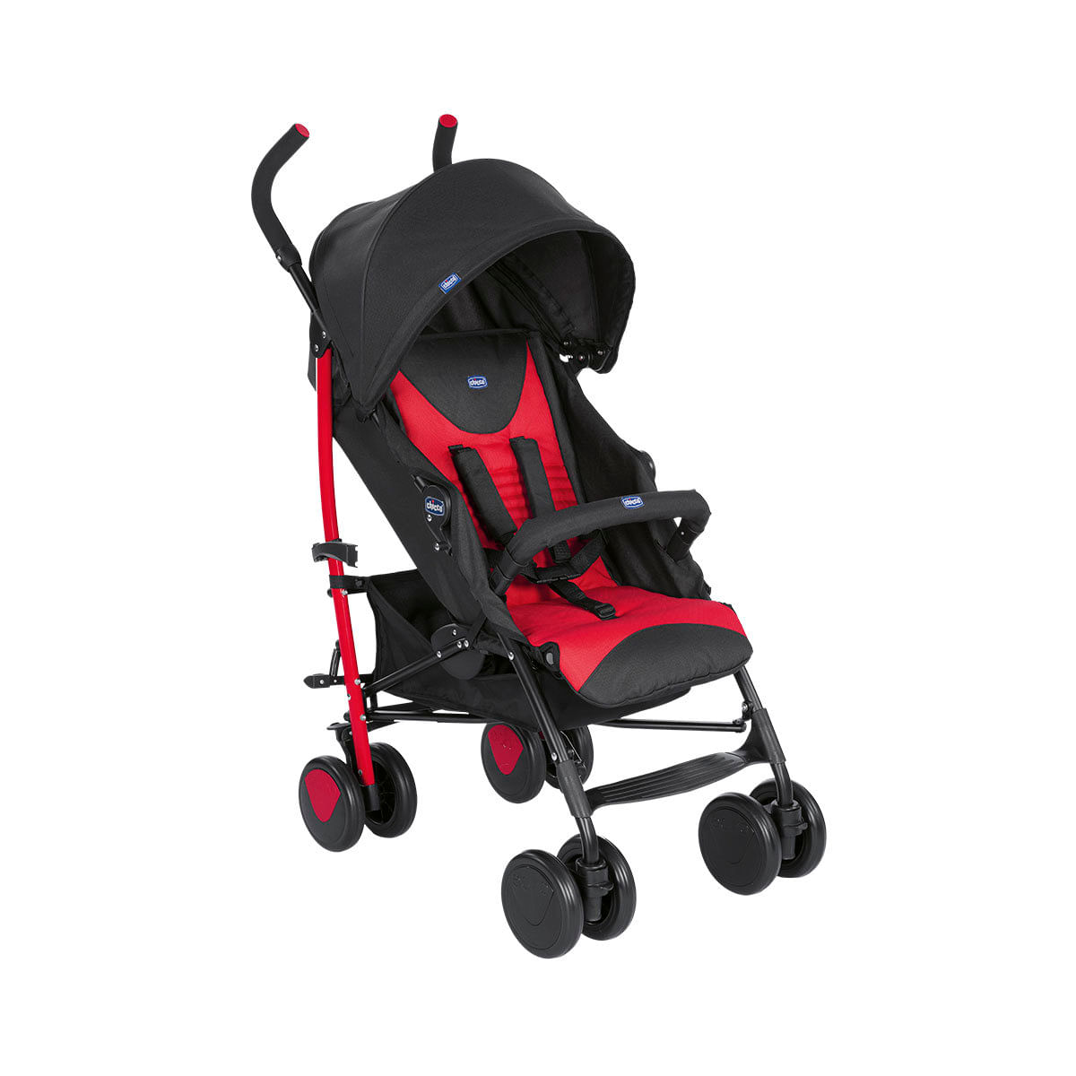 Carrinho De Bebe Passeio Chicco 8 Rodas 4 Posicoes Suporta Criancas De Ate 15kg Echo Preto E Vermelho Carrefour