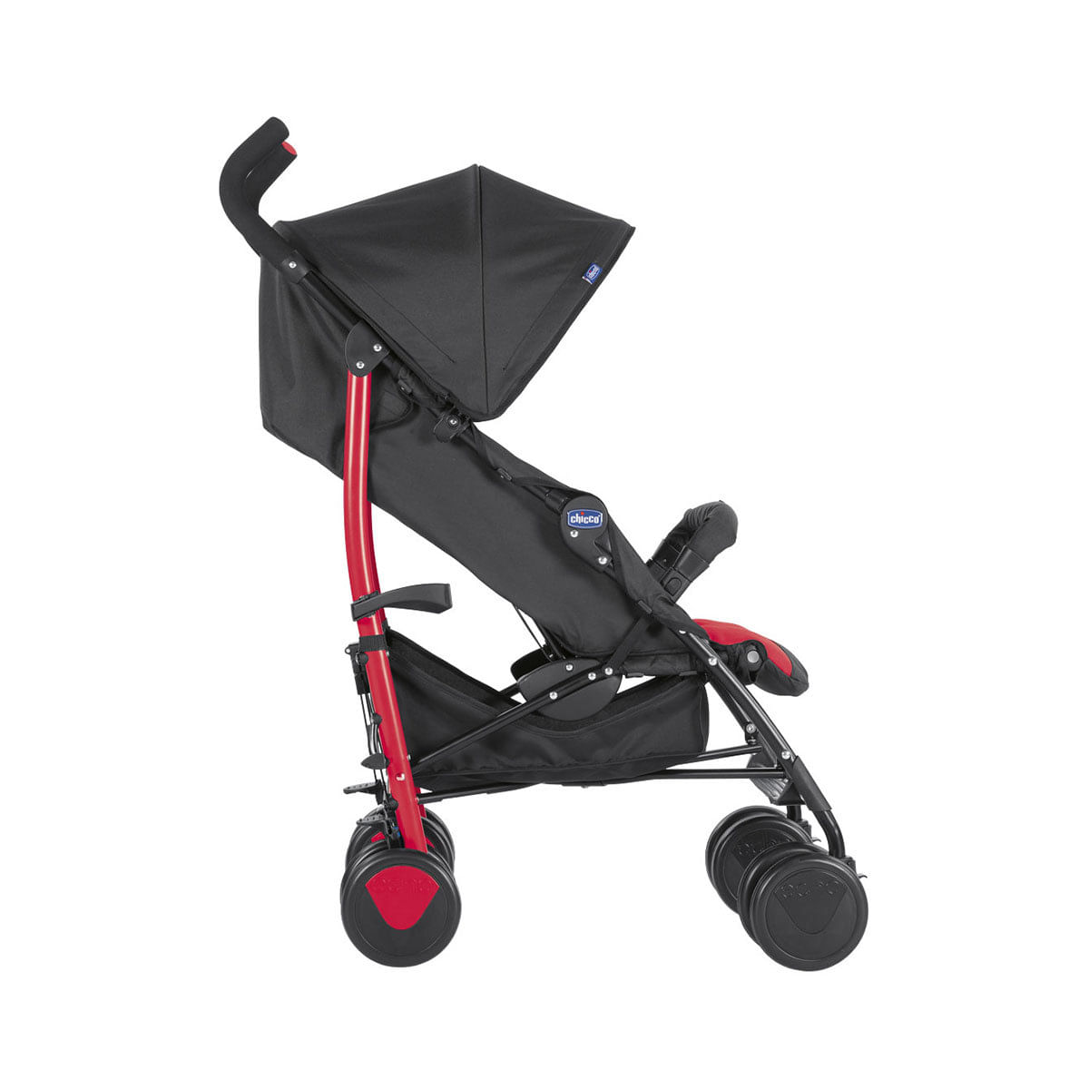 Carrinho De Bebe Passeio Chicco 8 Rodas 4 Posicoes Suporta Criancas De Ate 15kg Echo Preto E Vermelho Carrefour