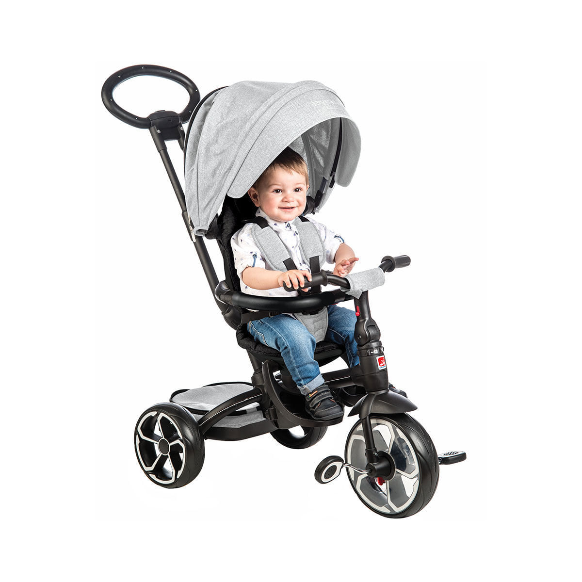 Triciclo Infantil com Empurrador Bandeirante Triciclo Smart Cinza