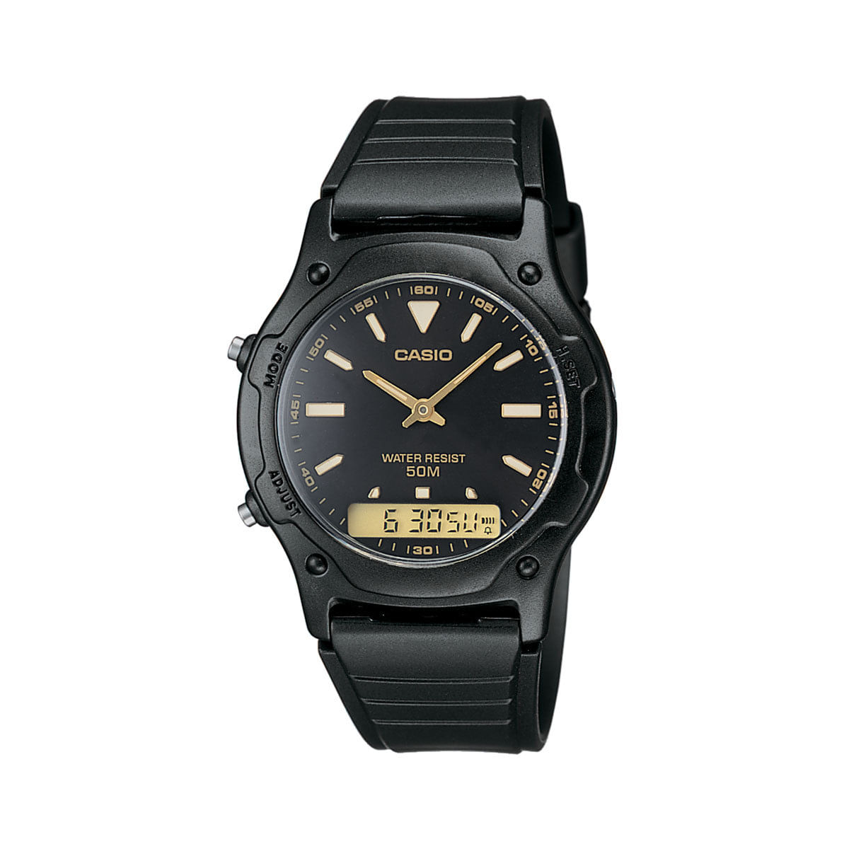 Relógio Casio Standard Masculino Preto Anadigi AW-49HE-1AVDF
