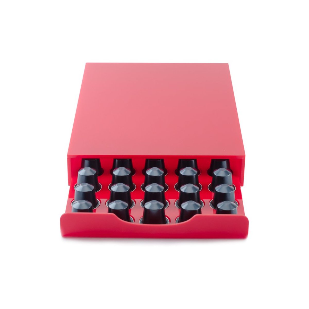 Menor preço em Porta Cápsula Acrílico de Gaveta Nespresso Vermelho - 35 un.