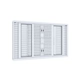 Janela Veneziana de Correr Central Flex 4 Folhas Móveis e 2 Fixas com Grade Quadrada Lucasa Facilità  120cmx150cm Branco