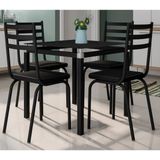 Jogo de Mesa Malva 75cm e 4 Cadeiras 118 Preto - Artefamol